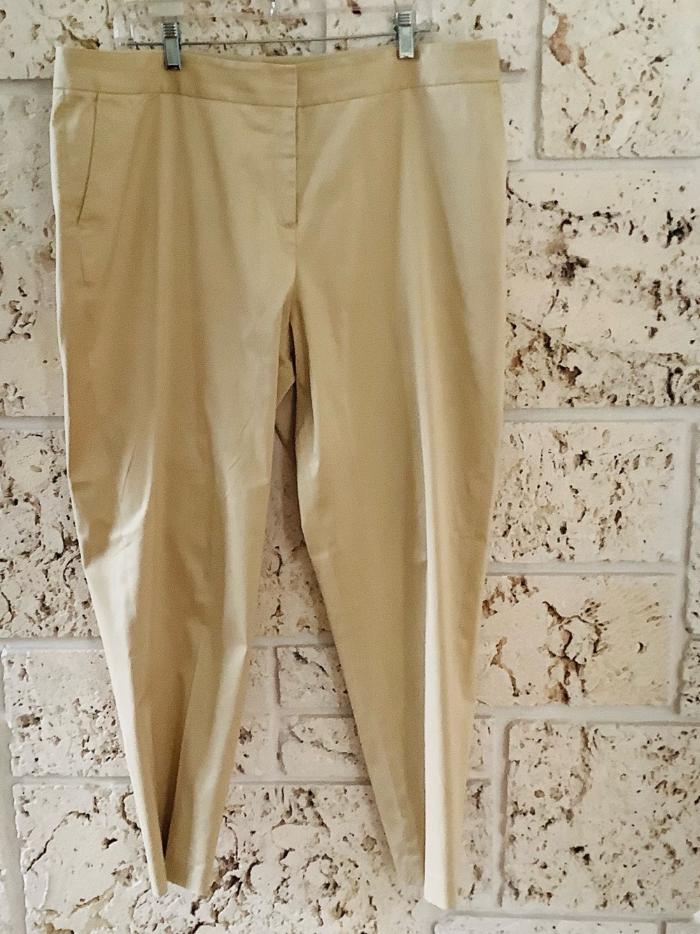 LAFAYETTE 148 NEW YORK KHAKI COTTON FLAT FRONT FRONT ZIP STYLE PANTS SZ 16
